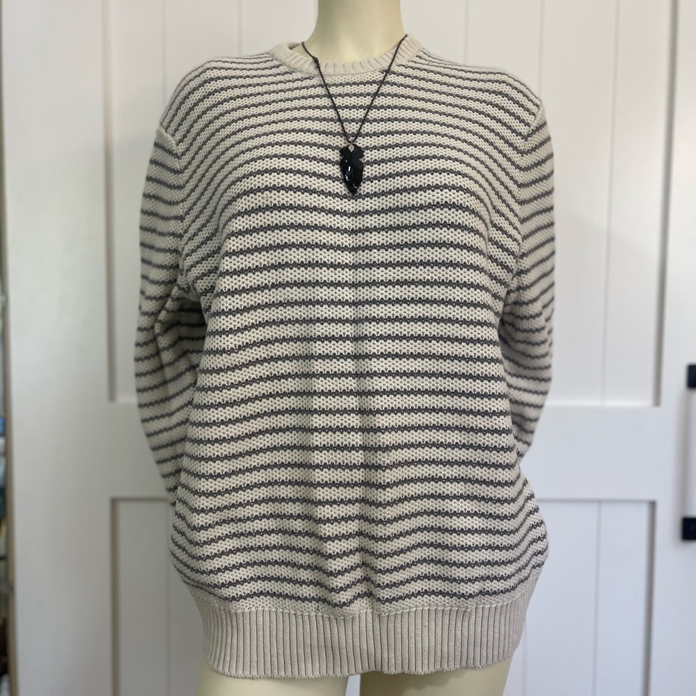 100% Cotton Striped Gray and White Vintage Sweater